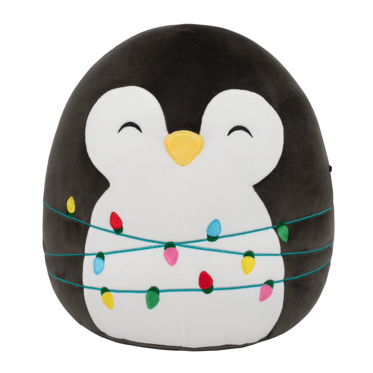 12-Inch Luna the Black Penguin with String Lights